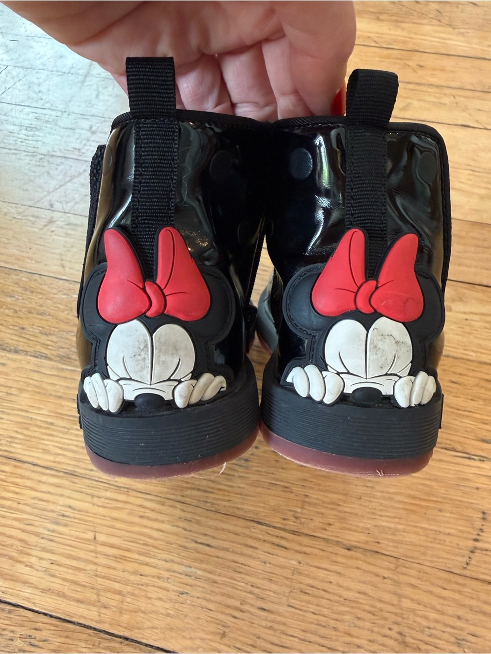 Zara Black Kids Boots with Red Bow Accent